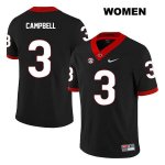 Women's Georgia Bulldogs NCAA #3 Tyson Campbell Nike Stitched Black Legend Authentic College Football Jersey KIB0854EK